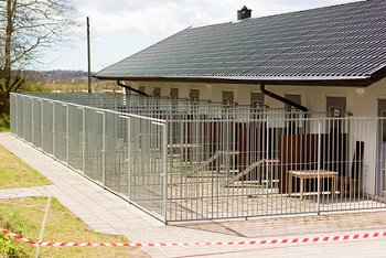 kennel facility with chain link runs