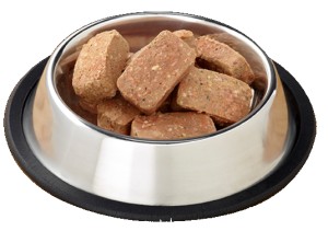 commercial raw dog food in a bowl