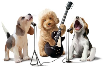 dogs playing music